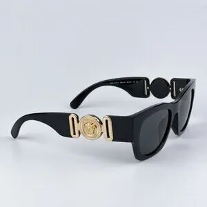 Versace VE4479U GB1/87 BRAND NEW Sunglasses Black Dark Grey Square Women Versace VE4479U M (52 - 19) with Grey lenses and Black frame  main image 4